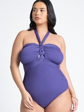 Eloquii Braided Halter Swimsuit